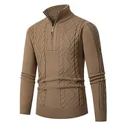 Men's Pullover Sweater Jumper Quarter Zip Sweaters Knit Sweater Ribbed Knit Regular Tops Knitted Plain Stand Collar Fashion Casual Vacation Daily Wear Clothing