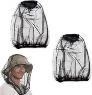 2Pcs Midge Head Net Mosquito Head Protecting Net Face Mesh for Mosquitoes Bugs Fly Insects Gnats Midges Encrypted Fine Mesh Insect Netting Cover for Outdoor Fishing Camping Hiking Climbing Walking