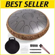 Portable 14-Inch Handpan Drum Set with Mallets and Music Book for Beginners