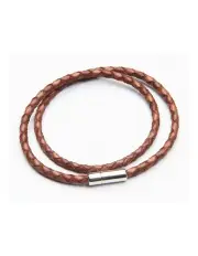 [Cudworth] Double Wrap Bracelet With Stainless Steel Clasp in Tan