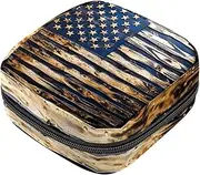 Period Bag,Sanitary Napkin Storage Bag,Blue Stripe American Flag,Tampon Holder for Purse