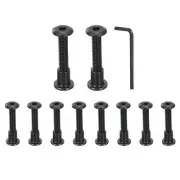 10Sets M6x35mm Hex Drive Socket Cap Bolt M6x10mm Nuts with Hex Wrench Black
