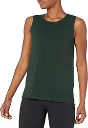 [Amazon Essentials] Women's Soft Cotton Standard-Fit Yoga Tank (Available in Plus Size) (Previously Core 10), Deep Green, X-Large