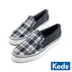 Keds JUMP KICK SLIP ON 單寧格紋懶人鞋-藍 9223W123455