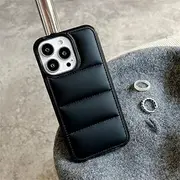 Winter Down Jacket Buffer Case for iPhone 14 13 11 12 Pro Max Mini XR X XS 7 8 Plus Soft Fabric Shockproof Bumper Back Funda,BK,for iPhone SE 2020