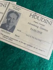 Houdini, Reprint, Complimentery Guest Pass for one show, rare collectible