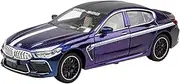 Finished Scale Model 1:24 for BMW M8 Supercar Simulation Alloy Car Model Pull Back Sound Light All Doors Openable Vehicle Model Presents Ornaments(Purple)