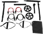 Pilates Bar Kit+Resistance Bands,Pilates Equipment Exercise Bar with Ab Roller, Portable Home Gym Yoga Fitness Bar Black