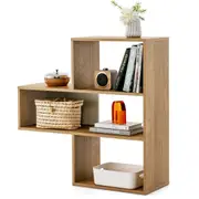 Costway 3-Shelf Open Bookcase Convex Display Bookshelf Home Office Storage Organizer