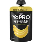 YoPRO High Protein Yoghurt Pouch No Added Sugar Banana 150g