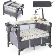 INFANS 5-in-1 Baby Bedside Sleeper: Bassinet, Changer, Music, Toys, Portable