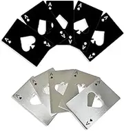 NILLOS Bottle Opener, 10 PCS Stainless Steel Spades Bottle Openers for Picnic, Wedding, Birthday Party (Silver & Black