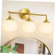 Modern Gold Bathroom Vanity Lights, 3-Light Over Mirror, Gold & Frosted Glass