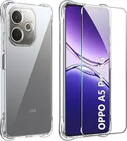 [FDHYFGDY] Case for Oppo A5 Pro 4G/5G Mobile Phone Case + 1 x Screen Protector, Transparent Silicone Protective Case, Anti-Scratch, Anti-Yellowing and Shockproof, Thin and Soft TPU Case for Oppo A5 Pro