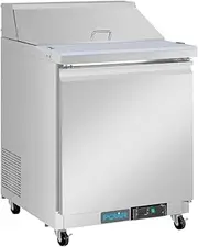 Polar U-Series Single Door Mega Top Preparation Counter Fridge, 153.8 Liter Capacity, Silver