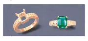 (7x5-18x13) 14kt White or Yellow Gold Emerald Engraved Shank Ring Setting Size 7