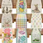 Easter Rabbit Table Cloth Linen Table Decor Happy Easter Table Manner