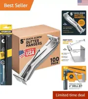 Quick Screw Gutter Hangers 5 Inch- 100 Pack - 5 Inch Gutter Clips with Bonus ...