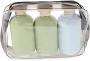 FRCOLOR Travel Kit 3 Silicone Bottles 200ml Leakproof Containers for Shampoo Conditioner Lotion Compact Toiletry