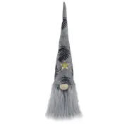 Northlight 16" Gray Black Lighted Star Gnome Palm Leaves Christmas Decoration