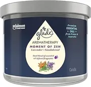 Glade Aromatherapy Scented Candle, Infused with Essential Oils, Moment of Zen Lavender and Sandalwood Home Fragrance, Glass Candle Jar, 1 Count
