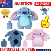 500ML Lilo & Stitch Hot Water Bottle Bag Warmer Cover Plush Fluffy Kids Toy GiGT