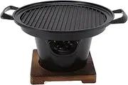 DXDRT Portable Charcoal Grill Tabletop Mini Japanese Hibachi Grill Household Korean BBQ Grill, Non-Stick Easy Cleaning Round Camping Barbecue Grill Stove for 1-2 Person Outdoor Indoor