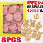 8Pcs Easter Cookie Mold Egg Rabbit Biscuit Cutter Plunger Stamp Die Cake Tools