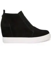STEVE MADDEN WOMEN'S WEDGE SNEAKERS SIDE ZIP BLACK SIZE 8