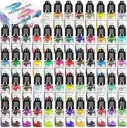 LERENMY Alcohol Ink Set – 56 Bottles Vibrant Colors High Concentrated Alcohol-Based Ink, Epoxy Resin Paint Colour Dye, Great for Painting, Petri Dish, Coaster, Tumbler Cup Making(10ml Each)