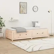 Solid Wood Pine Day Bed with Storage Drawers, 90x190 cm - Sturdy Bed Frame Without Mattress, Versatile Sofa Bed for Bedroom & Living Room