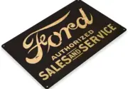 FORD AUTHORIZED SALES AND SERVICE TIN SIGN MUSTANG MODEL T RANCHERO GT40 12x18