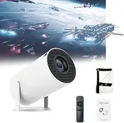 Moviehub Ultra HD Projector, Mini Portable Projector with Support for 1080P, 2K, and 4K HD, 180° Angle Adjustment, Intelligent Quad-core CPU for Android 11.0, with 2.4/5G WiFi(60" Screen)