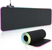 NGTeco Gaming Mouse Pad, Extra Large Desk Mat 80x30cm with 13 Lighting Modes, Thickened 3mm XXL Waterproof Non-Slip Rubber Gaming Mat for PC and Keyboard - Black