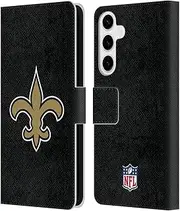 Head Case Designs Officially Licensed NFL Plain New Orleans Saints Logo Leather Book Wallet Case Cover Compatible with Samsung Galaxy S24+ 5G