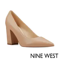 在飛比找Yahoo奇摩購物中心優惠-NINE WEST CARA 尖頭粗跟高跟鞋-奶茶色