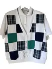 Alfred Dunner Vintage Vest Golf Shirt Checkerboard Plaid Polyester Soft Sz PL