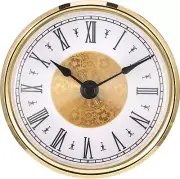 3-1/8 Inch (80 Mm) Clock Insert with Roman Numeral, Quartz Movement, Gold Trim