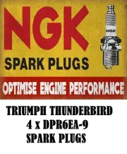TRIUMPH THUNDERBIRD COMMANDER NGK SPARK PLUGS X 4 DPR6EA-9
