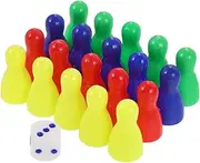 FELTECHELECTR 20pcs Small Plastic Chess Pieces with Dice for Board Games Lightweight Game Pieces for Teaching Chess Arts Crafts and Developing Logical Thinking Skills