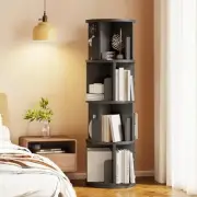Rotating Bookshelf, 360 Display Small Corner Bookshelf for Small 4 Tier Black
