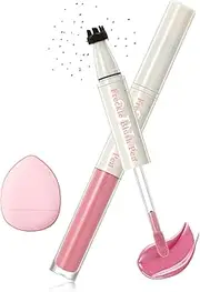 Blush Freckles Pen for Cheeks, 2 in 1 Red Brown Freckles Stamp Pen & Pink Soft Liquid Blush, Waterproof, Long-Lasting, Face Fake Freckles Rouge Stick for Natural Sunkissed Makeup-01#