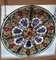 20" Tiffany Style Stained Glass Window Panel Suncatcher