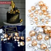 20PCS Gold/Sliver Ball Cake Topper Baking Cake Decor Plugins Party Decorations