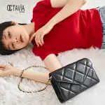 【OCTAVIA 8】OCTAVIA8 真皮- 小脾氣 羊皮大菱格信封式鍊條肩斜二用包 - 黑色(OCTAVIA 8 2024 真皮)