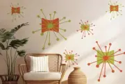 atomic starburst vintage Retro Wall Decal Modern Decor