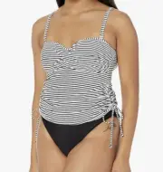 NWT PANACHE Anya Tankini Bandeau Top Underwire Swimsuit Navy Blue Striped 34 E