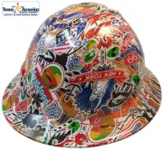 Route 66 Sticker Bomb Hydro Dipped Full Brim Hard Hat