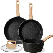 Kikcoin Pots And Pans Set, 4pcs Kitchen Nonstick Cookware Set Non-toxic Granite