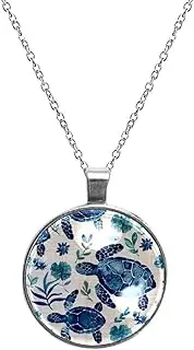 [Diusye] Necklaces for Women, Sea Turtle Print Stainless Steel Pendant Necklace Jewelry Birthday Anniversary Wife Girls Friends Gift